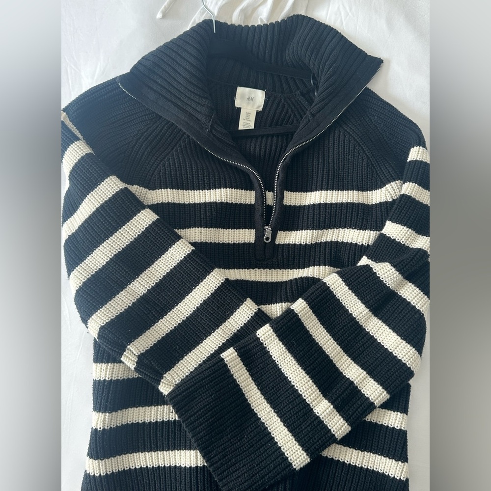 H&M Sweater with Black and White Stripes